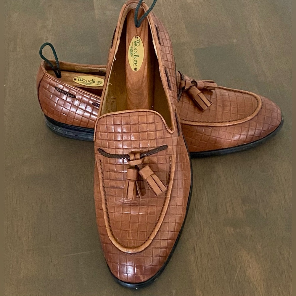 John Foster Leather Brown Shoes Mens Size 9.5-10 Euro 43 Loafers Slip On